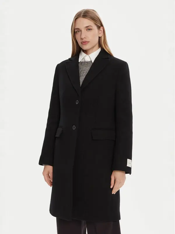 Calvin Klein Calvin Klein Vuneni kaput LV044D558G Crna Slim Fit