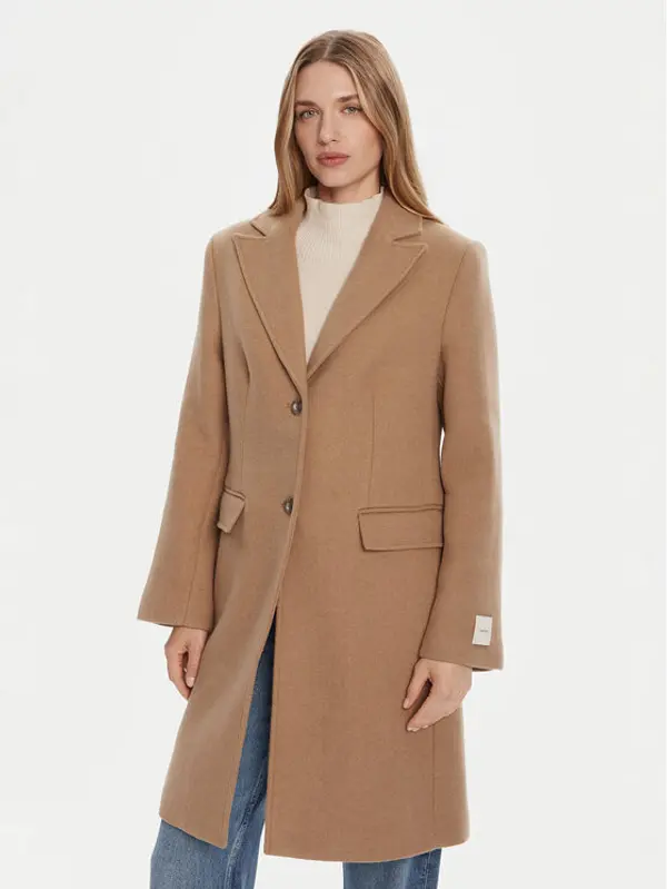 Calvin Klein Calvin Klein Vuneni kaput LV044D558G Smeđa Slim Fit