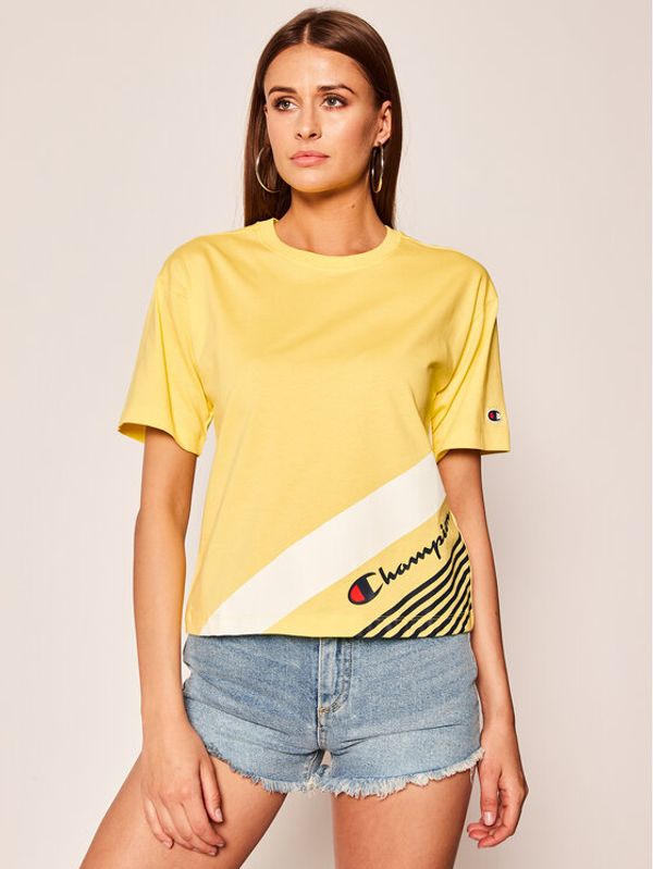 Champion Champion T-shirt C Logo Ribbed Cuffed 112765 Žuta Regular Fit