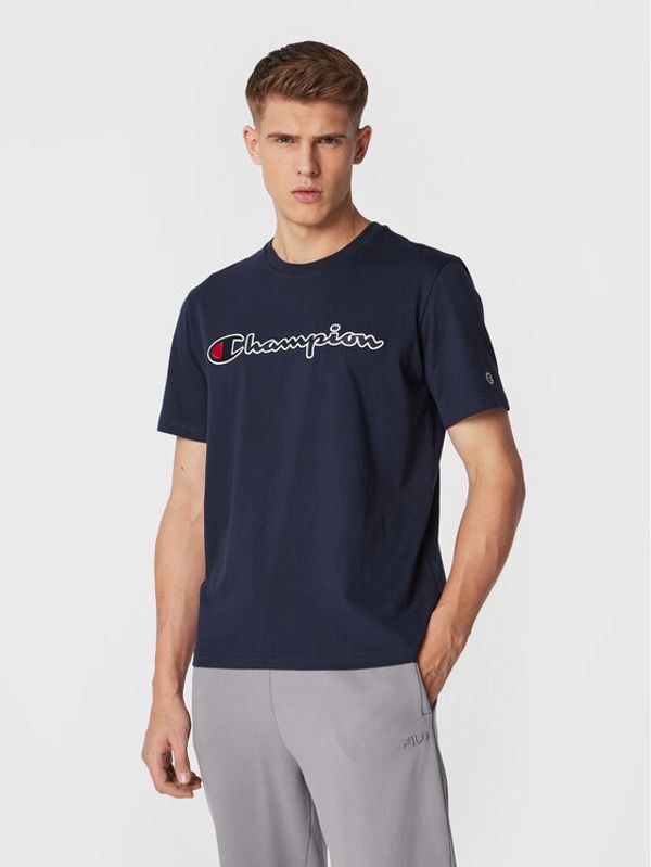 Champion Champion T-shirt Script Logo Embroidery 218007 Tamnoplava Regular Fit