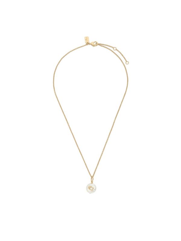 Coach Coach Ogrlica Signature Coin Pearl Pendant Necklace 37440611GLD107 Zlatna