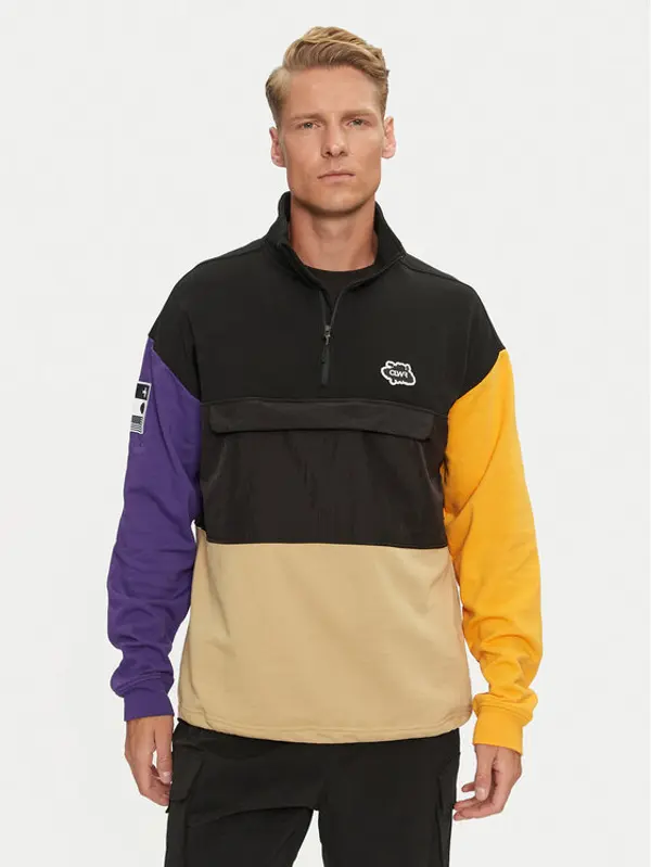 Colourwear Colourwear Majica dugih rukava Bloc Half Zip 70102538 Crna Regular Fit