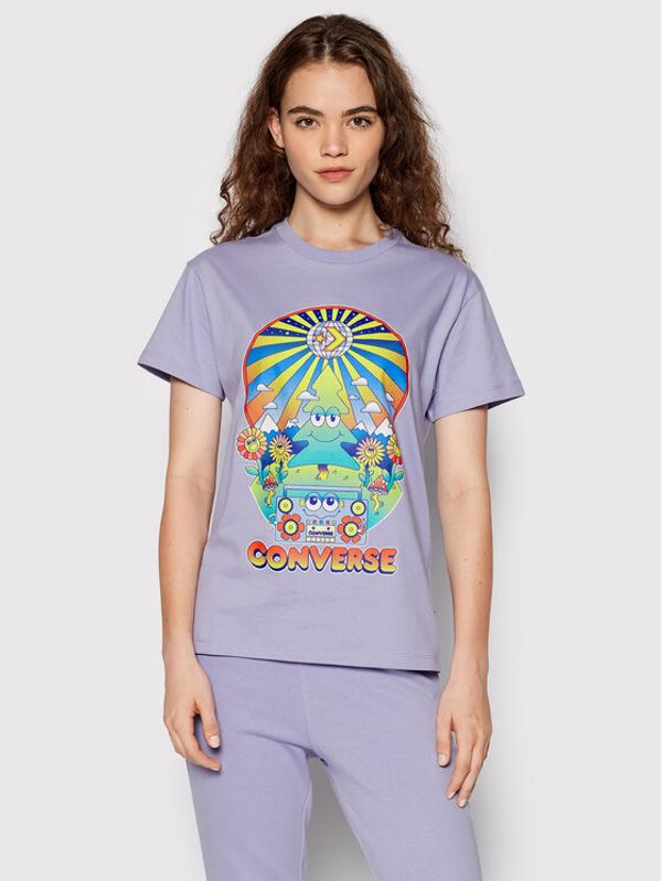 Converse Converse T-shirt Nature Party Graphic 10024245-A04 Ljubičasta Standard Fit