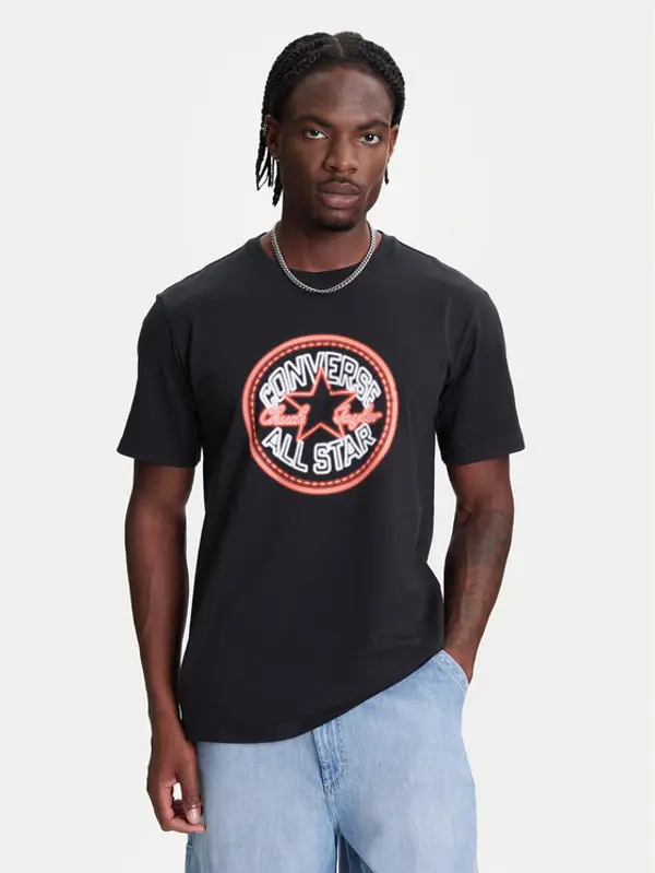 Converse Converse T-shirt Neon Sign All Star Patch 10027722-A01 Crna Regular Fit