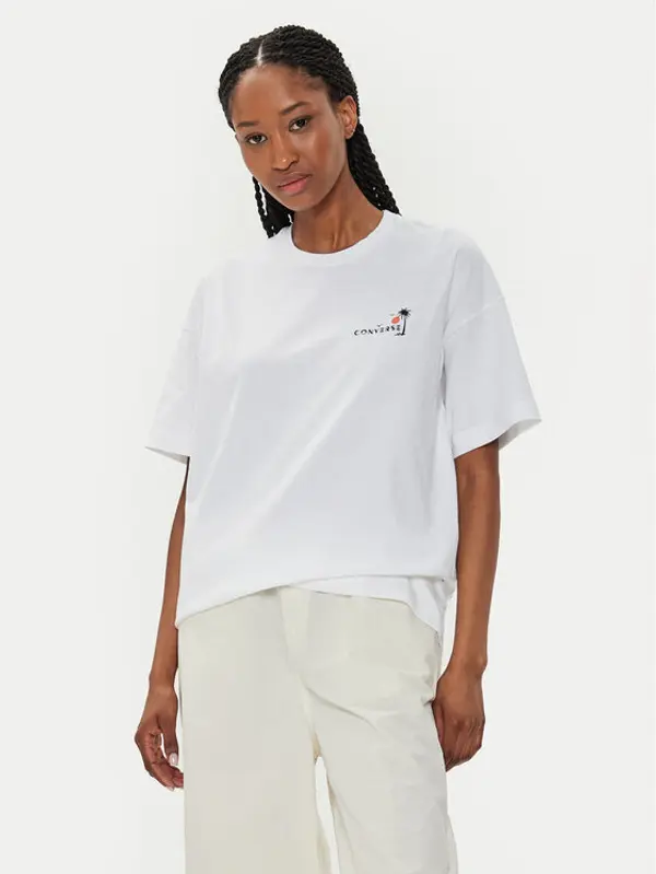 Converse Converse T-shirt W Beach Scenentee 10026378-A01 Bijela Regular Fit