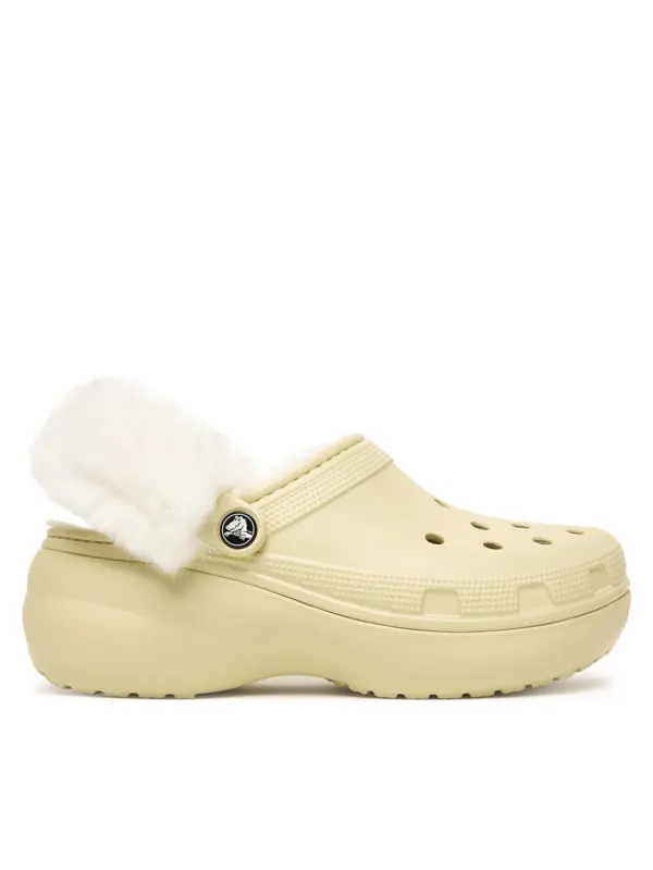 Crocs Crocs Natikače Classic Platform Fuzz Lined Clog 212854 Bež