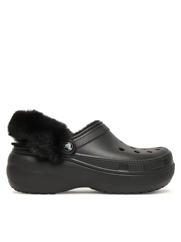 Crocs Crocs Natikače Classic Platform Fuzz Lined Clog 212854 Crna