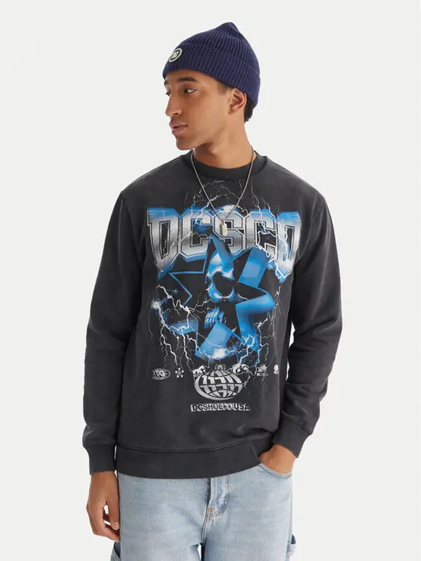 DC Shoes DC Shoes Majica dugih rukava Skull Shock Crew EDYSF03251 Siva Regular Fit