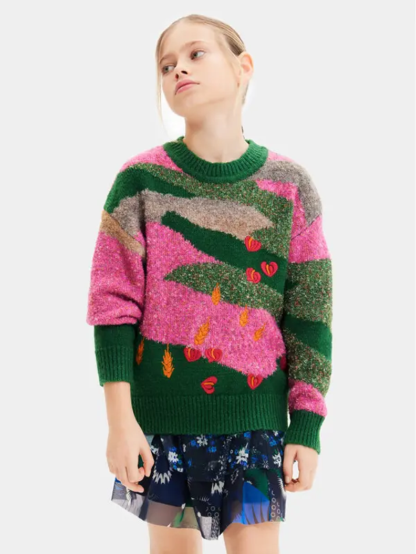 Desigual Desigual Džemper 23WGJF05 Šarena Regular Fit