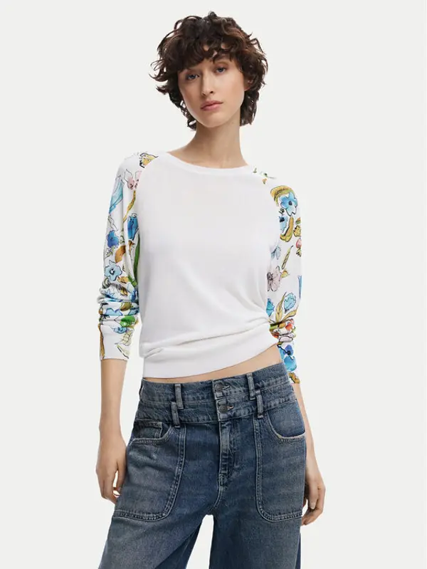 Desigual Desigual Džemper 25SWJF31 Bijela Regular Fit
