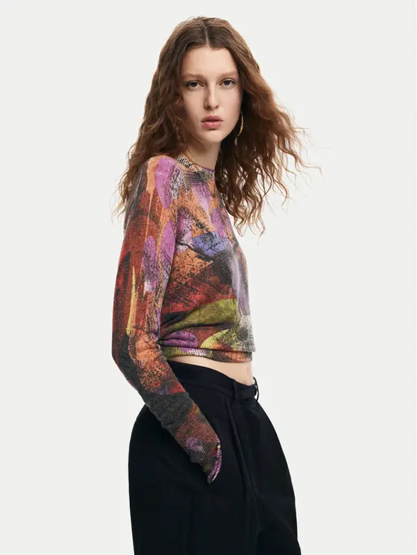 Desigual Desigual Džemper Camo Petals 24WWJF75 Šarena Regular Fit
