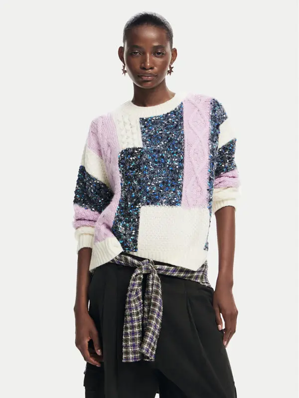 Desigual Desigual Džemper Edmonton 24WWJF19 Šarena Regular Fit