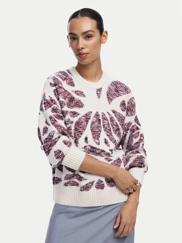 Desigual Desigual Džemper Kamloops 24WWJF57 Écru Loose Fit