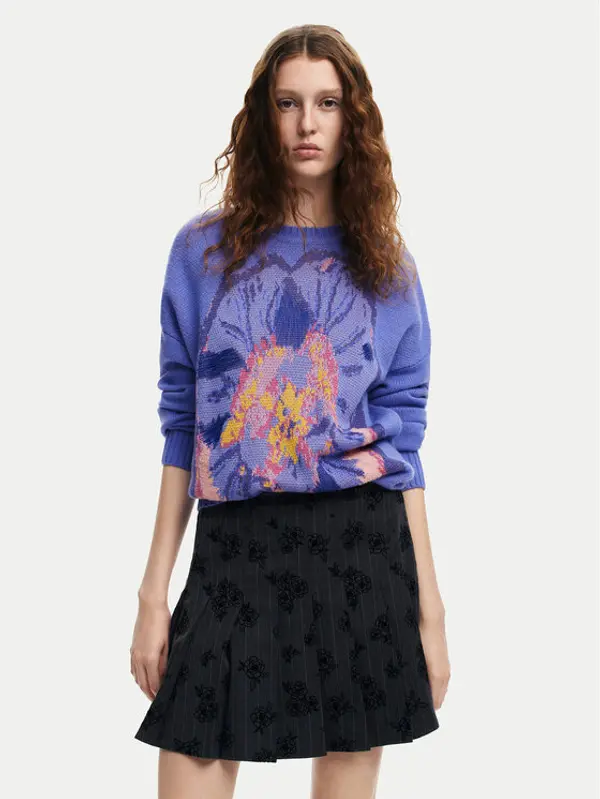 Desigual Desigual Džemper Pensee Lacroix 24WWJF52 Ljubičasta Regular Fit