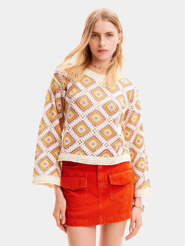 Desigual Desigual Džemper Willow 24SWJF25 Šarena Loose Fit