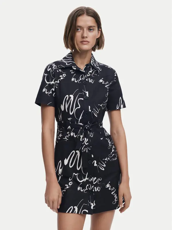 Desigual Desigual Haljina košulja 25SWVW38 Crna Regular Fit