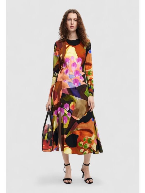 Desigual Desigual Haljina VEST_PETALS_LACROIX Zlatna Regular Fit