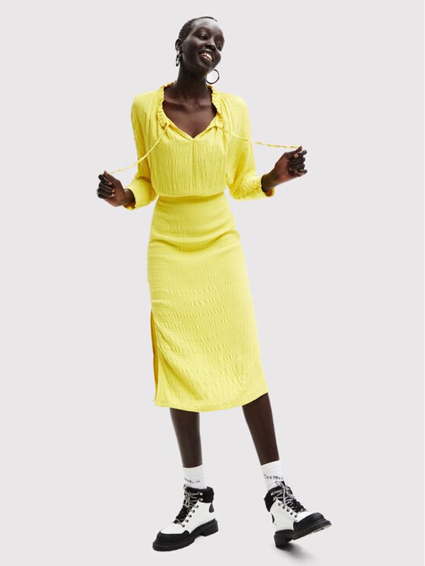 Desigual Desigual Haljina za svaki dan Bolonia 22WWVW68 Žuta Slim Fit