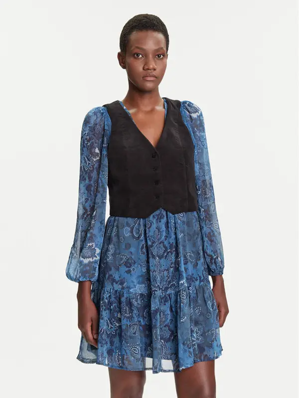 Desigual Desigual Haljina za svaki dan Chaleco 25WWVW27 Plava Regular Fit
