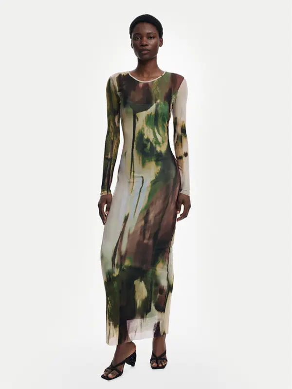 Desigual Desigual Haljina za svaki dan Godiva 25WWVK41 Zelena Slim Fit