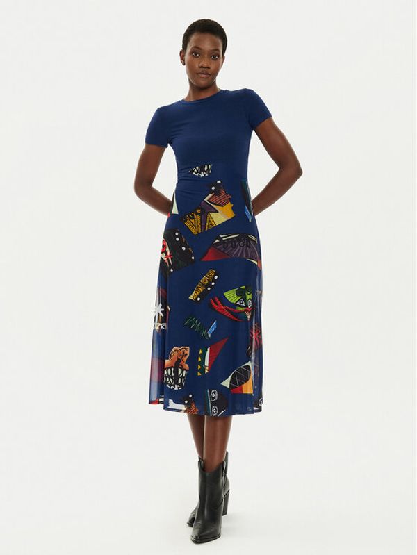 Desigual Desigual Haljina za svaki dan MONSIEUR CHRISTIAN LACROIX Lin 24SWVK47 Plava Regular Fit