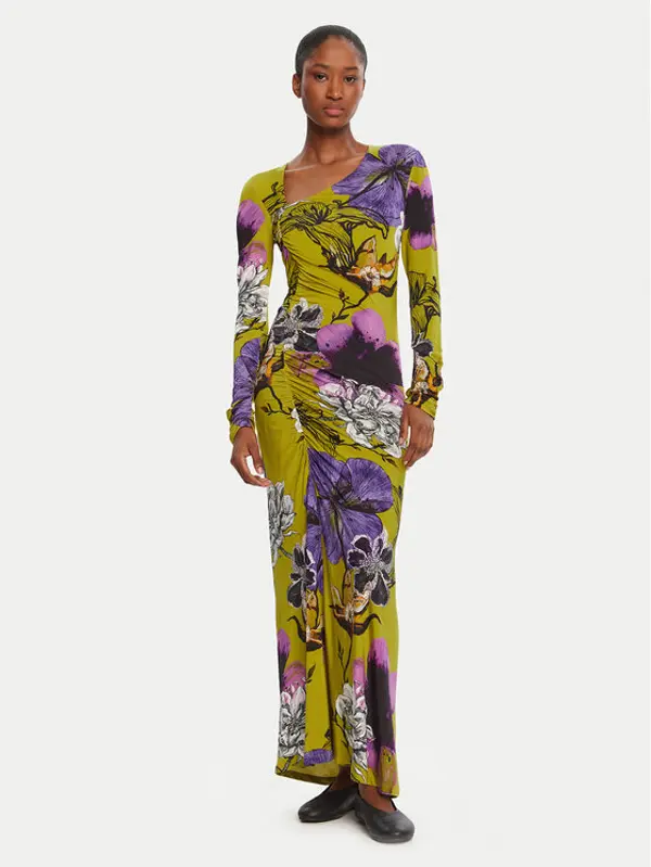 Desigual Desigual Haljina za svaki dan Neckline Lacroix 25WWVK37 Zelena Slim Fit