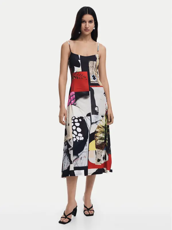 Desigual Desigual Haljina za svaki dan Newspaper Coll 25SWVK40 Šarena Regular Fit