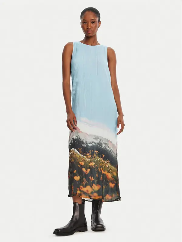 Desigual Desigual Haljina za svaki dan Plisado Paisaje 25WWVW07 Svijetloplava Regular Fit