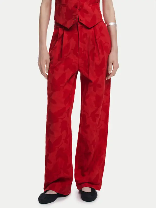 Desigual Desigual Hlače Suitrojo 25SWPW33 Crvena Straight Fit