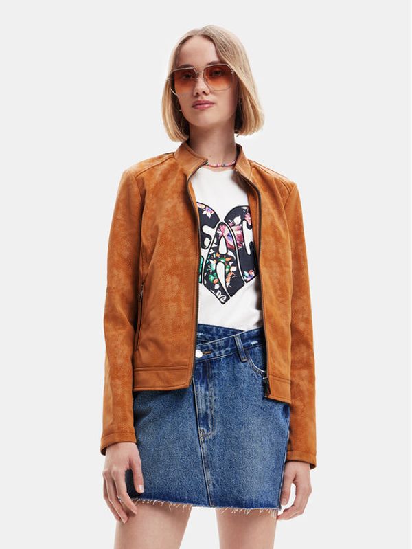 Desigual Desigual Jakna od imitacije kože 23SWEW02 Smeđa Regular Fit