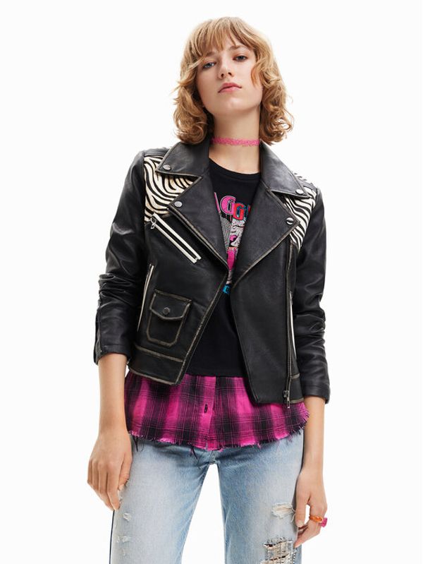 Desigual Desigual Jakna od imitacije kože Jacksonville 23SWEW33 Crna Regular Fit