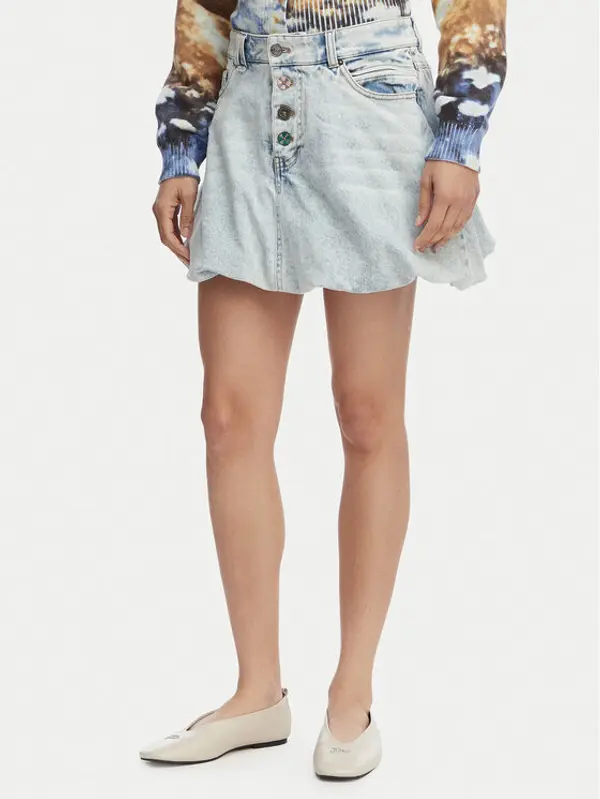 Desigual Desigual Jeans suknja Fal Globo 26SWFD01 Plava Regular Fit