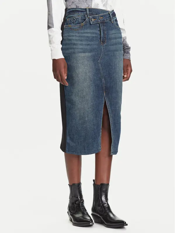 Desigual Desigual Jeans suknja Twisted 25WWFD03 Tamnoplava Regular Fit
