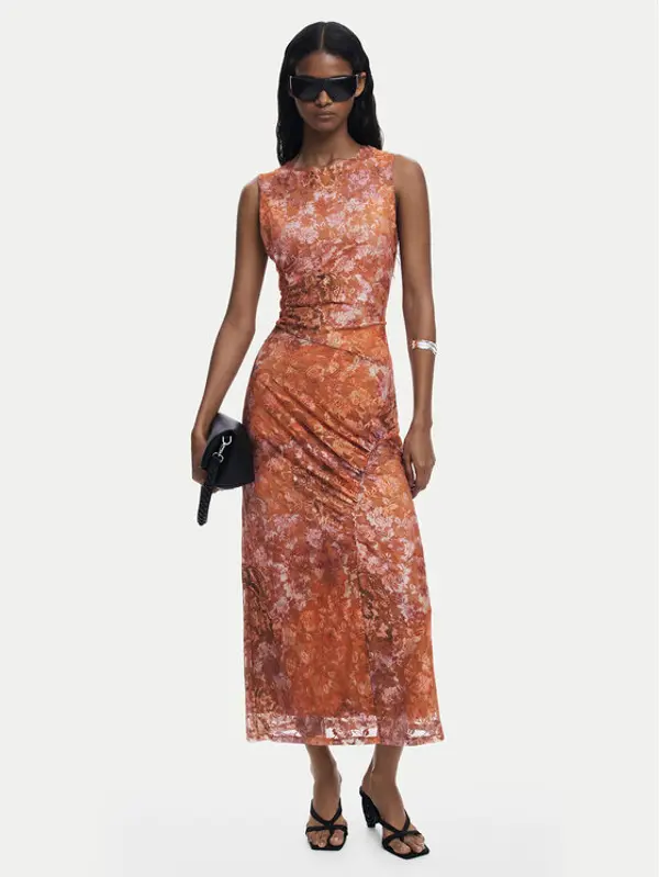 Desigual Desigual Koktel haljina Lua 25WWVK26 Narančasta Slim Fit