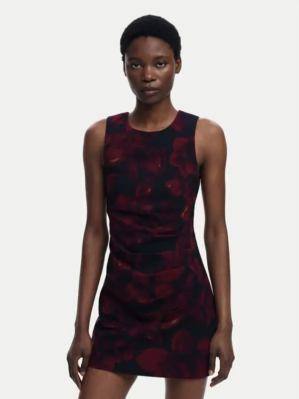 Desigual Desigual Koktel haljina Petofrunce 25WWVW20 Tamnocrvena Slim Fit