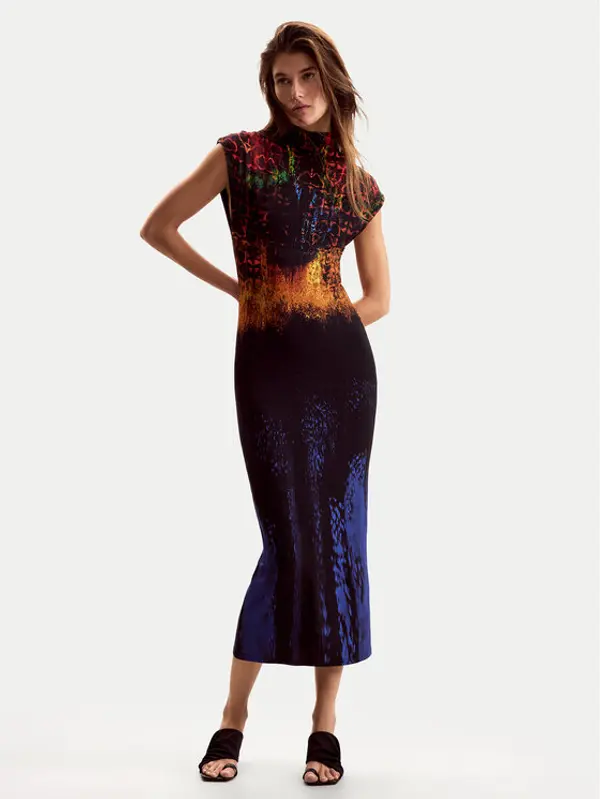 Desigual Desigual Koktel haljina Psicho Animal 26SWVK41 Šarena Slim Fit