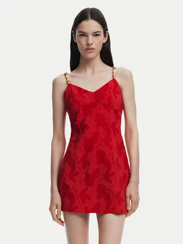 Desigual Desigual Koktel haljina Tigris 25SWVW85 Crvena Slim Fit