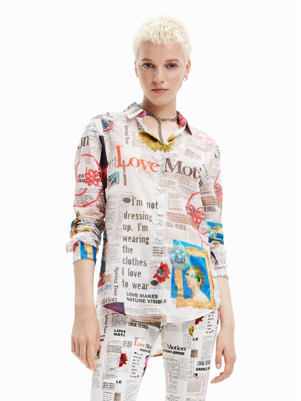 Desigual Desigual Košulja Newspaper 23SWCW24 Šarena Regular Fit