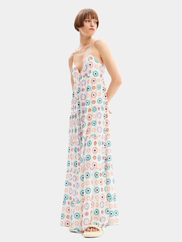 Desigual Desigual Ljetna haljina Galactica 24SWVW06 Bijela Regular Fit