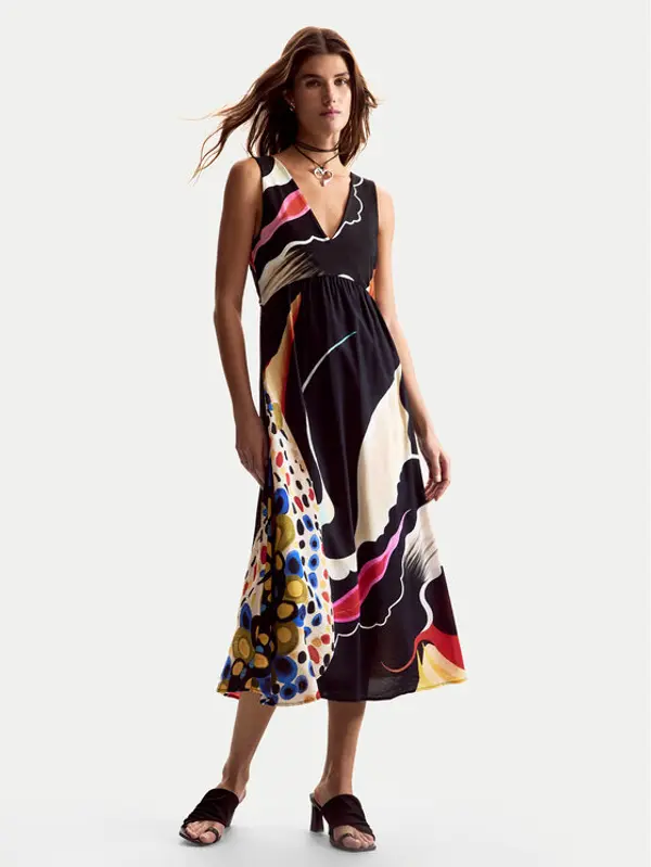 Desigual Desigual Ljetna haljina Japan Opart Lacroix 26SWVW60 Crna Regular Fit