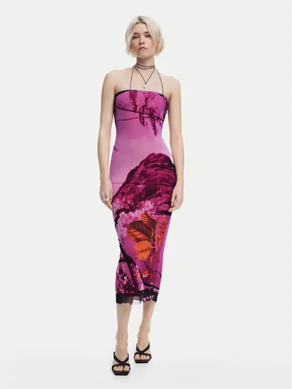 Desigual Desigual Ljetna haljina Lakecomo 25SWVK39 Ružičasta Slim Fit