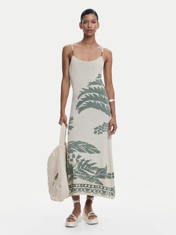Desigual Desigual Ljetna haljina Marsella 25SWVF11 Bež Slim Fit