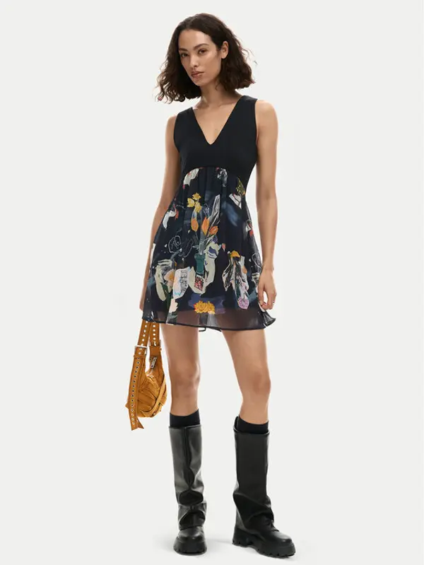 Desigual Desigual Ljetna haljina Uve 26SWVW47 Crna Regular Fit