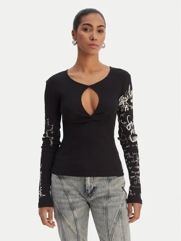 Desigual Desigual Majica 26SWTK18 Crna Slim Fit