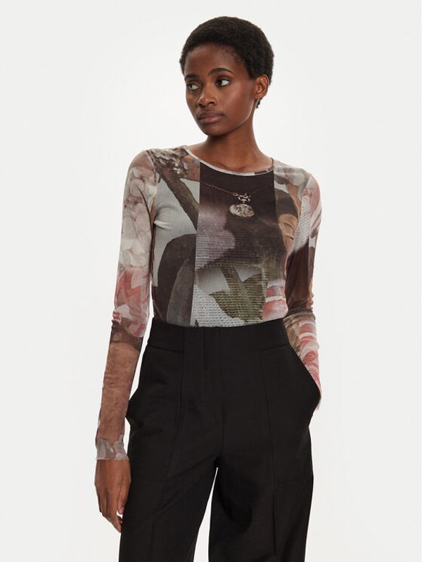 Desigual Desigual Majica Carson 24WWTK59 Smeđa Regular Fit