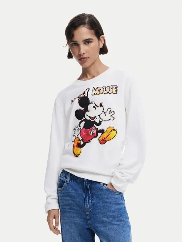 Desigual Desigual Majica dugih rukava Avery Mickey 25SWSK45 Écru Regular Fit