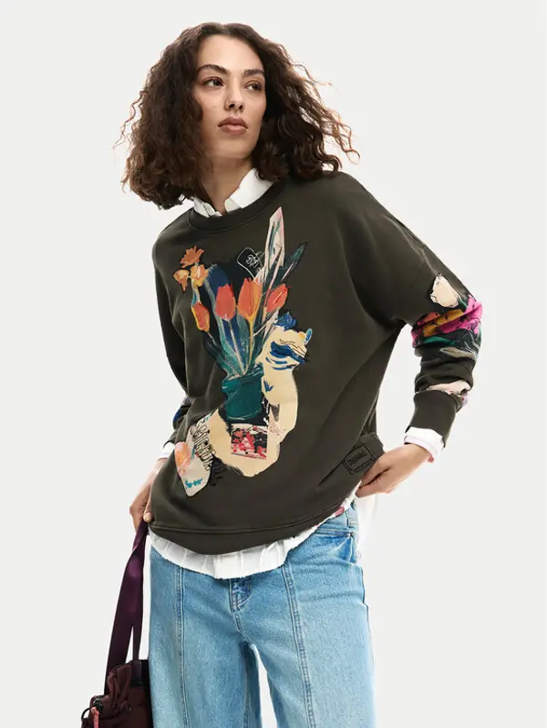 Desigual Desigual Majica dugih rukava Evelyn 26SWSK16 Siva Regular Fit