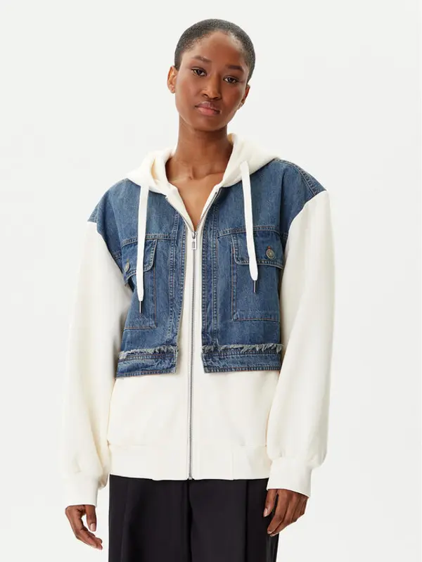 Desigual Desigual Majica dugih rukava Trucker 25WWSK06 Écru Loose Fit