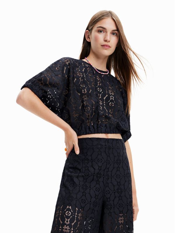 Desigual Desigual Majica Lucca 23SWBW01 Crna Relaxed Fit