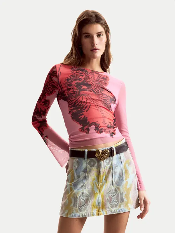 Desigual Desigual Majica Orchid Lacroix 26SWTK50 Ružičasta Slim Fit